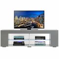 Kd Cuna White Entertainment TV Stand with LED Lights and Glass Shelves with UV Frame KD3721618